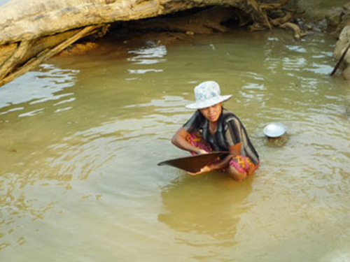 老撾、柬埔寨女子-淘洗砂金
